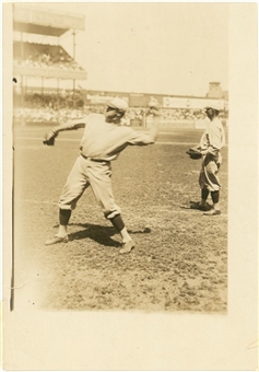 Babe Ruth 1921 George Grantham Bain Photograph – Incredible Throwing Pose! – PSA/DNA Authentic Type 1